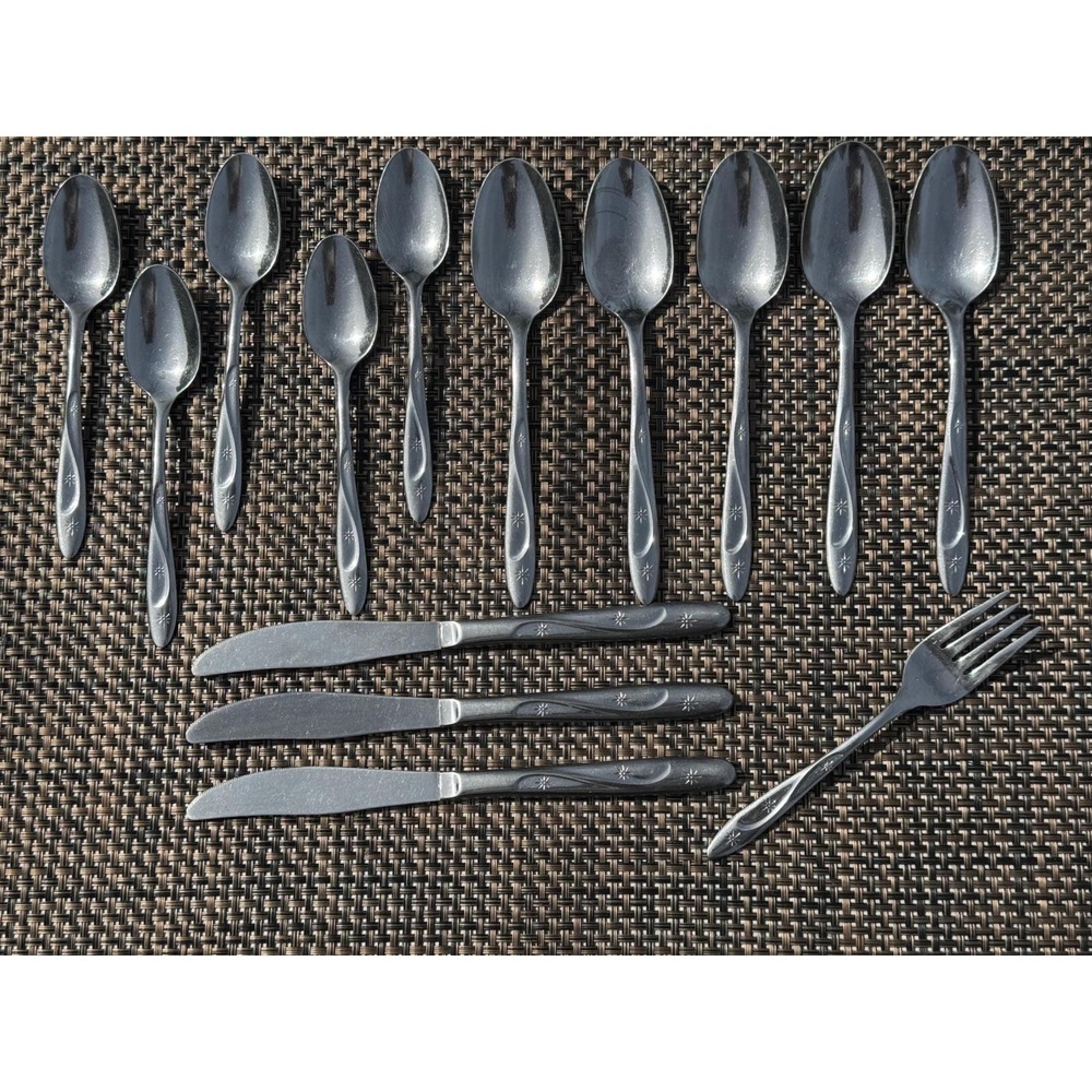 Americana Star Atomic Star Stainless Flatware Mid Century 14 Pc Spoons 1950s